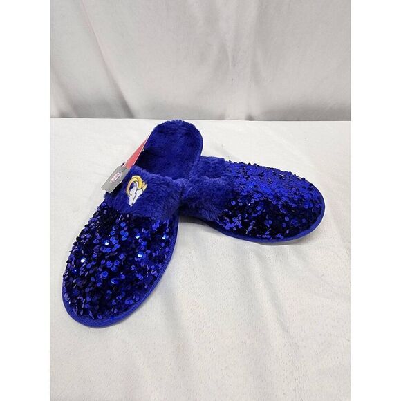 FOCO Size XL Womens NFL Los Angeles Rams sequin slippers - Picture 2 of 9